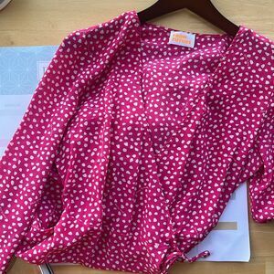 From Future 100% Silk Pink Wrap Dress